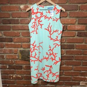 J. McLaughlin women's sleeveless Sophia‎ dress size small aqua/coral resort NWT